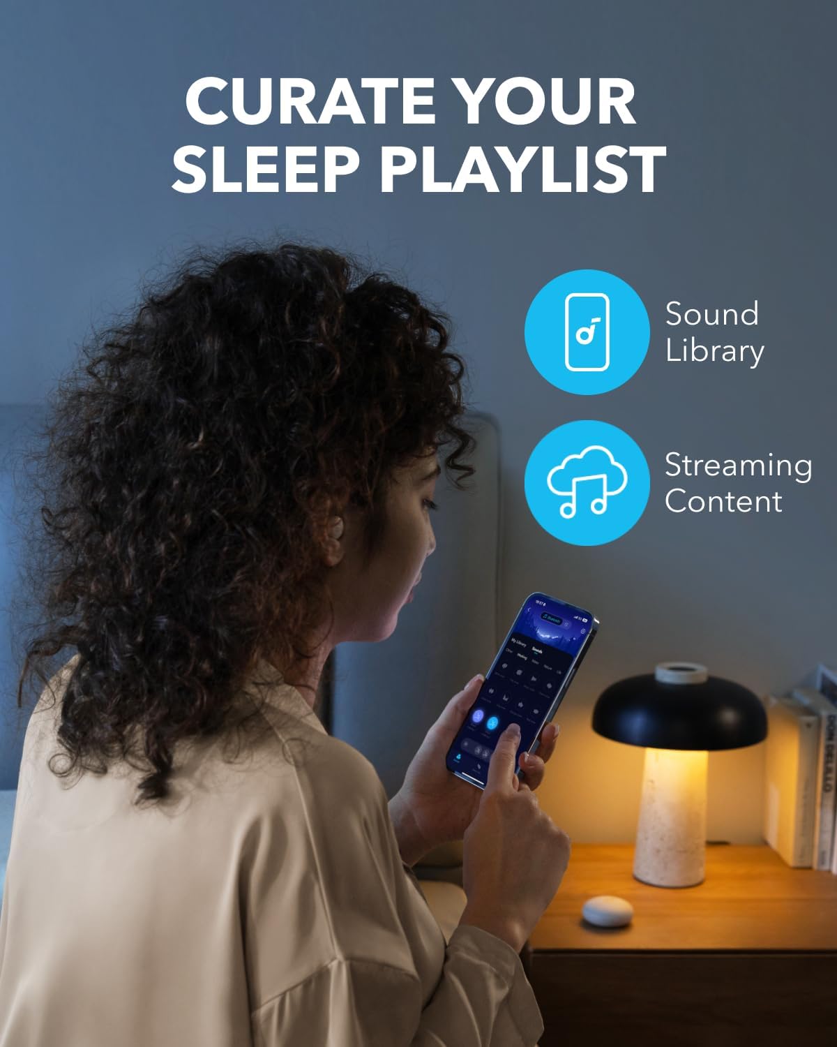 soundcore Sleep A20 by Anker Sleep Earbuds, Noise Blocking Sleep Headphones, Small Design for Side Sleepers, 80H Playtime, Stream Content via Bluetooth 5.3, Sleep Monitor, Personal Alarm