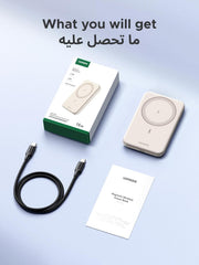UGREEN Magsafe Power Bank 5000mAh Ultra-Mini Wireless Power Bank PD 15W | Ultra-Slim, skin-friendly, ergonomic design, flight-safe, PD 15W Wired Charging, Qi 7.5W Magnetic for iPhone 17/16/15/14/13