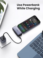 UGREEN Mini Power Bank, 5000mAh with Built-In 3.77mm Long USB C Connector | SCP 22.5W Fast Charging, pocket-sized, charging for iPhone 17/16, Galaxy S26, AirPods, Huawei, for travel/work/outdoor use