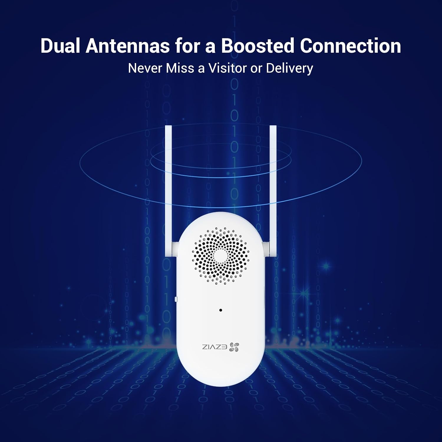 EZVIZ CH1 Smart Wi-Fi Chime Designed for Battery-Powered Video Doorbells (EP3x Pro & More), 0-72 dB Adjustable Volume, 20 Ringtones, Plug-In Installation, Real-Time Audible Alert, APP Control, White