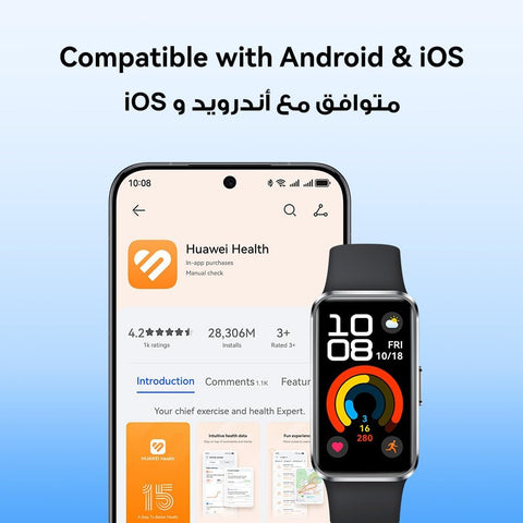 HUAWEI Band 10 Smart Watch, Metallic Design and Comfortable Wearing, Pro-level Sleep Analysis, Emotional Health Aid, 100 Workout Modes, Robust Battery Life, IOS and Android, Pink