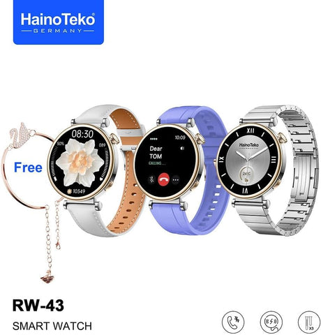 Generic Haino Teko RW-43 Smart Watch with AMOLED Display, 3 Interchangeable Straps, Sleek Design