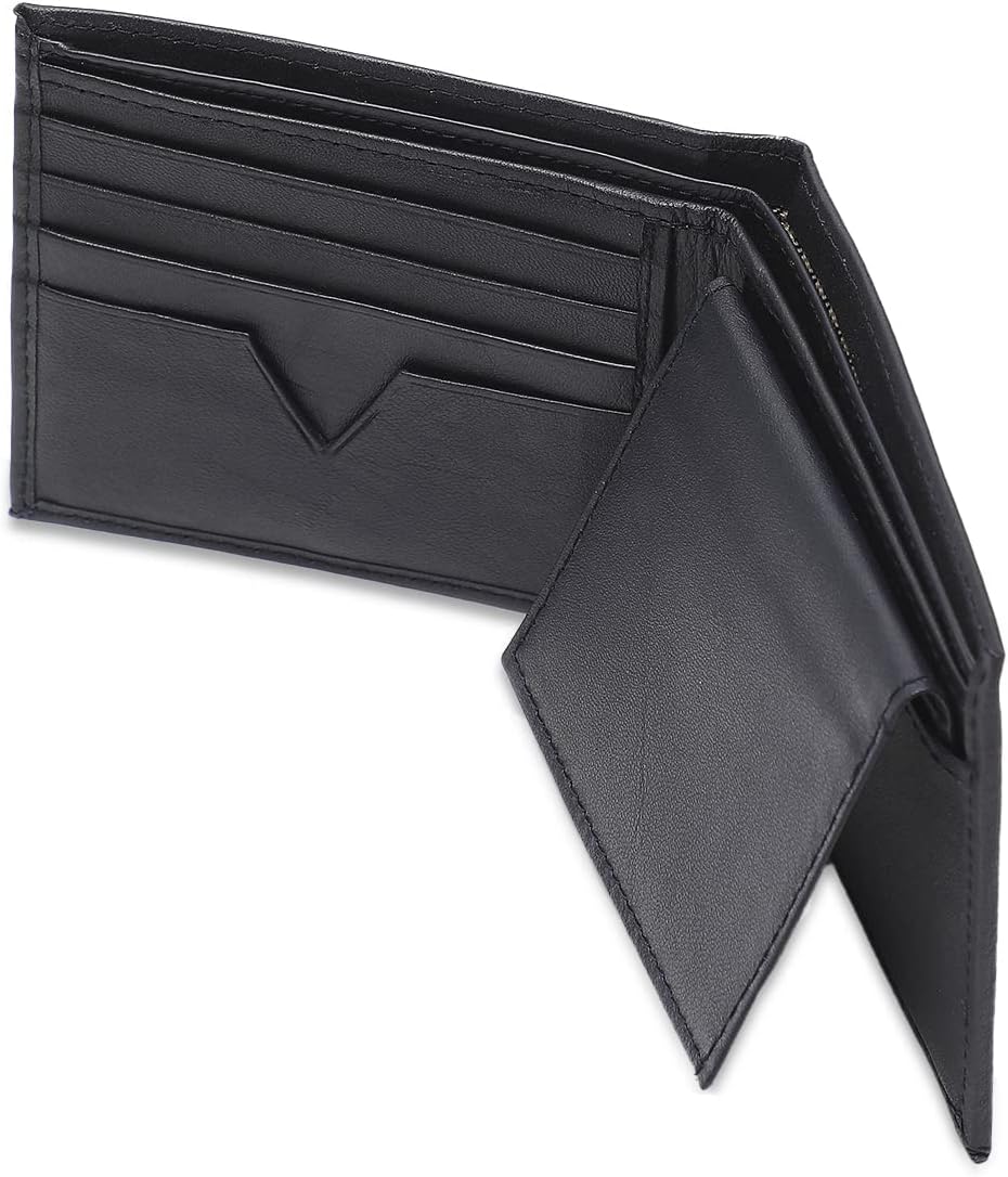 Bi-Fold Organised Wallet Flat Nappa Genuine and Smooth Leather Upper IM2021XDA0009-400-Navy Blue