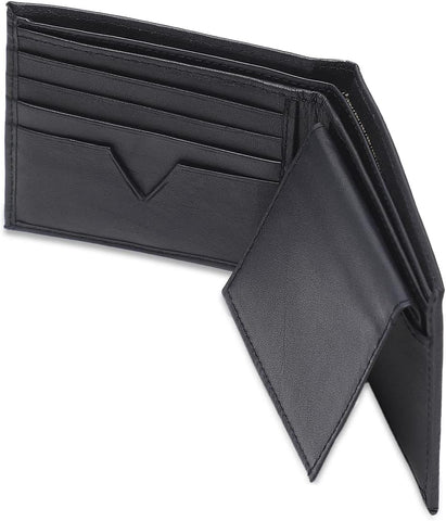 Bi-Fold Organised Wallet Flat Nappa Genuine and Smooth Leather Upper IM2021XDA0009-400-Navy Blue