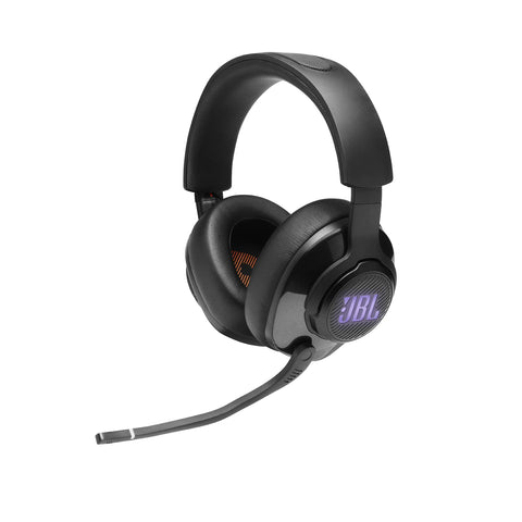 JBL Quantum 300 Hybrid Wired Over-Ear Gaming Headphones with Voice-Focus Flip-Up Mic, QuantumSURROUND Realistic Spatial Soundstage, Lightweight, Memory Foam Comfort, PC and Consoles Compatible - Black