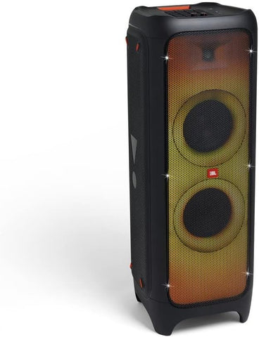 JBL Partybox Ultimate Massive party speaker with powerful sound, multi-dimensional lightshow, and splashproof design.