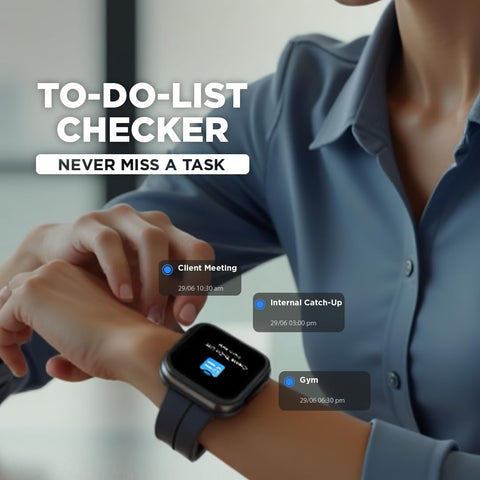 Fastrack VOX Neo Smart Watch with 1.91” Curved TFT Display, Rotary Crown, Offline Voice Commands,To-Do list, BT Calling, 24/7 Health Suite, SpO2, HRM, Sleep Tracking, IP68 Water Resistant - Onyx Black