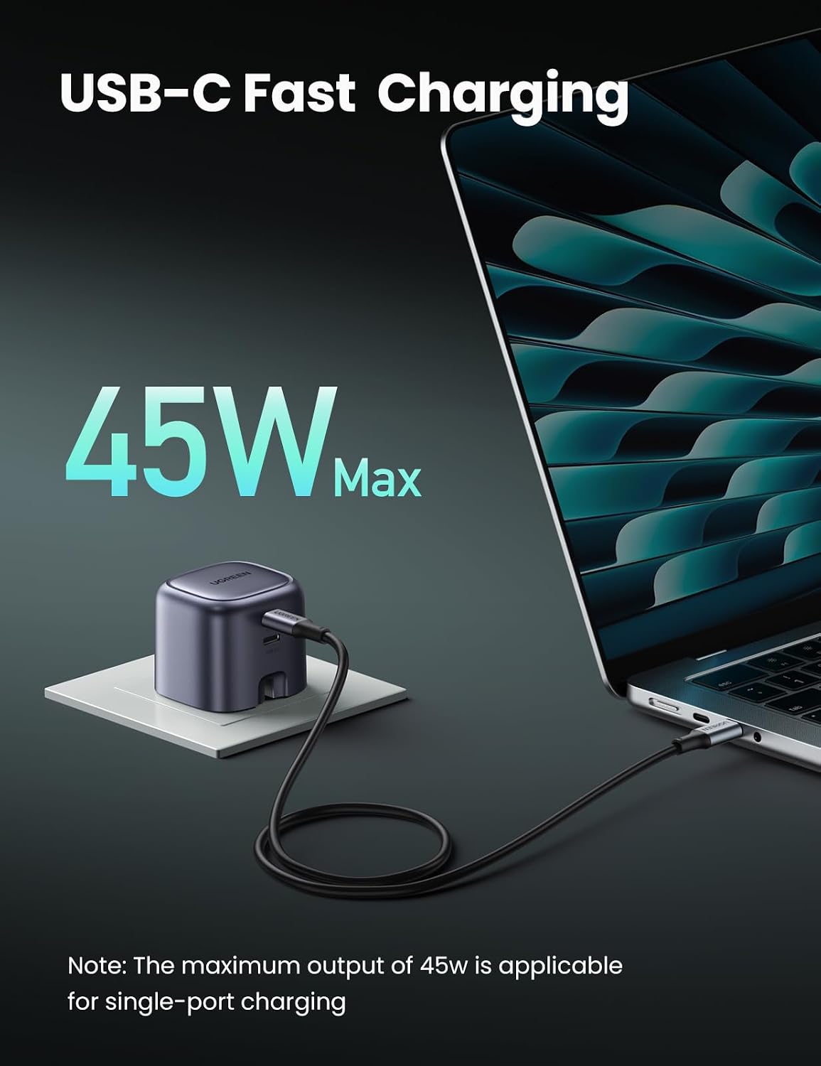 UGREEN Nexode 45W Charger GaN Dual USB C Ports Charger Type C Foldable 45W Fast iPad Adapter, Galaxy Tab Block 25W USB C Power Adapter for Samsung S25, iPhone 17 Pro Max, MacBook Air, iPad, etc