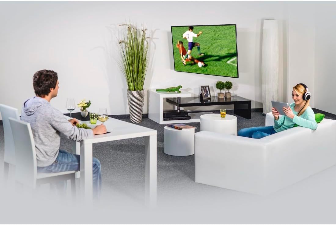 Hama Full Motion TV Wall Mount, 46–90 Inch (117–229 cm), Swivel 120°, Tilt +2°/-10°, Extendable Arm, VESA 300x100–800x600, Max 75 kg Heavy Duty, with Cable Management & Drilling Template, Black/White