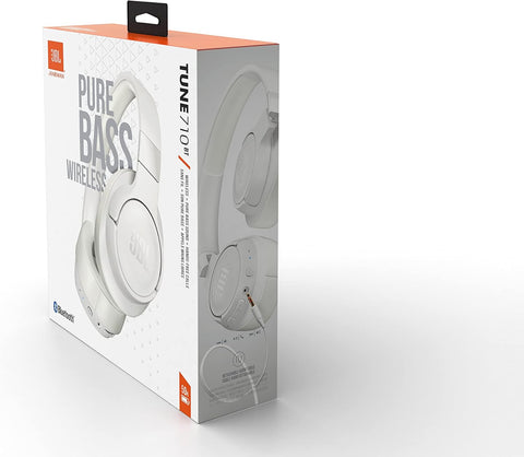 JBL Tune 720BT Wireless Over-Ear Headphones, Pure Bass Sound, Bluetooth 5.3, 76H Battery, Hands-Free Call, Multi-Point Connection, Foldable, Detachable Audio Cable - White, JBLT720BTWHT