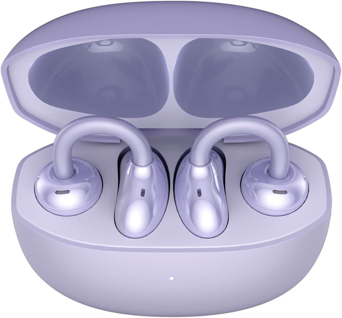 HONOR Choice Earbuds CLIP (2025 Model) Wireless Earphones, Open-Ear Bluetooth Earbuds, Feather-Like Wearing, 36 Hour Long Battery Life, Purple