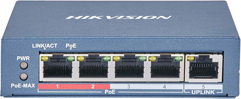 HIKVISION DS-3E0105P-E/M(B) Switch, 4 X 100m Poe Ports & 1 X 100m Ethernet Port, Supports Poe Power Supply and Extend Mode, Wire-speed Forwarding & Non-blocking Design