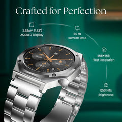 TITAN Maestro Smart Watch, 1.43" AMOLED Display, Titanium Case with Metal Band, GPS Navigation, Bluetooth Calling, IP67 Water Resistant (Black Rose Gold)