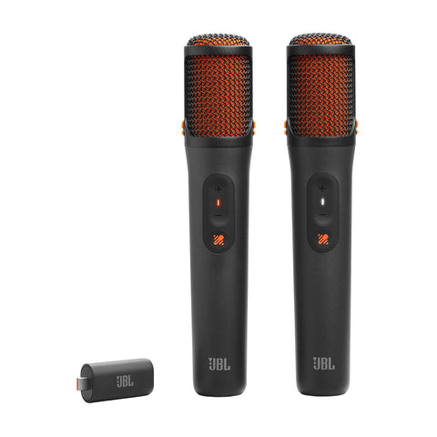 JBL Wireless 2 Microphone System, High Vocal Quality, Rechargeable UHF Dual Channel Wireless Receiver, 6H of Playtime, Plug and Play, Replaceable AA Batteries - Black, JBLWIRELESSMIC, Bluetooth