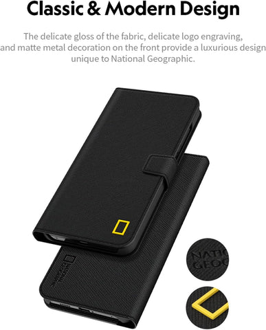 National Geographic Business Wallet Case for Samsung Galaxy S24 Ultra Premium Protective Cover with Card Slots - Black