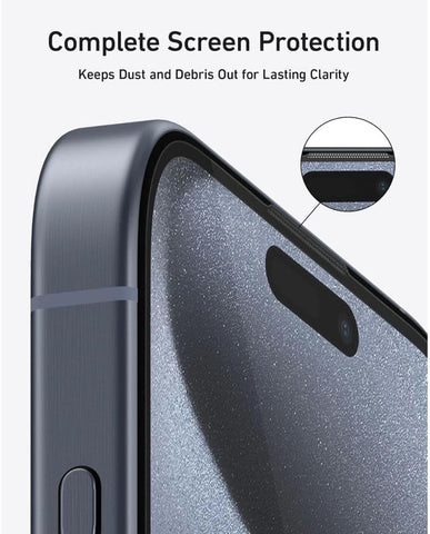 Anker iPhone 16 Pro Screen Protector, Bubble & Dust-Free iPhone HD Tempered Glass, Durable & Drop-Proof with 9H Hardness, Easy Installation, iPhone 16 Pro 6.3-Inch (2-Pack)