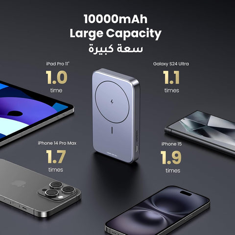 UGREEN Wireless Power Bank 10000mAh, Magsafe Portable Charger with Kickstand Magnetic, Designed for MagSafe Battery Pack, PD 20W USB-C Fast Charging Portable Chargerfor iPhone 17-12 Series, Space Grey