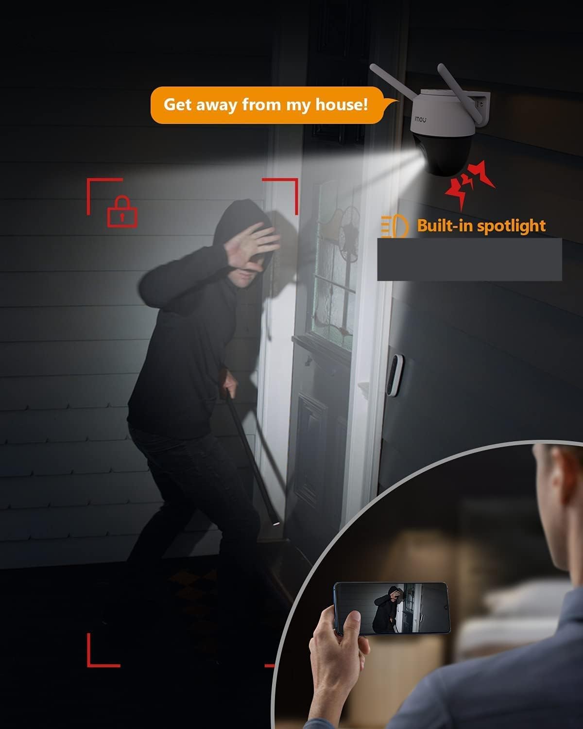 Imou Dahua ( Cruiser SE 2MP Outdoor Security Camera Color Night Vision with Floodlight and Microphone, 1080P (2MP) FHD Pan/Tilt 2.4G Wi-Fi Camera, IPC-S21FP Compatible with J.K.Vision BNC