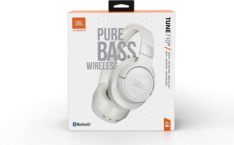 JBL Tune 720BT Wireless Over-Ear Headphones, Pure Bass Sound, Bluetooth 5.3, 76H Battery, Hands-Free Call, Multi-Point Connection, Foldable, Detachable Audio Cable - White, JBLT720BTWHT