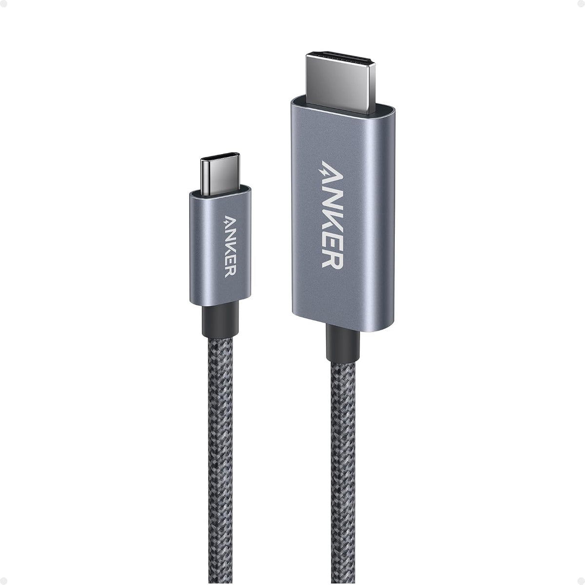 Anker HDMI Cable, 4K@60Hz Ultra-Fast Nylon-Braided USB C to HDMI Cord with Advanced Shielding, Thunderbolt 5/4/3, For MacBook, iPad, iPhone,HD TV, and More (3 FT)