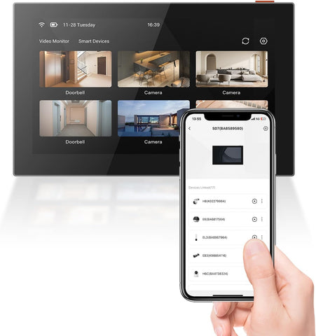EZVIZ 7'' Wireless Security Monitor with Smart Touch Screen for Home System, 4600mAh Battery, 2.4GHz Wi-Fi, Two-Way Audio, Remote Control with APP, SD7