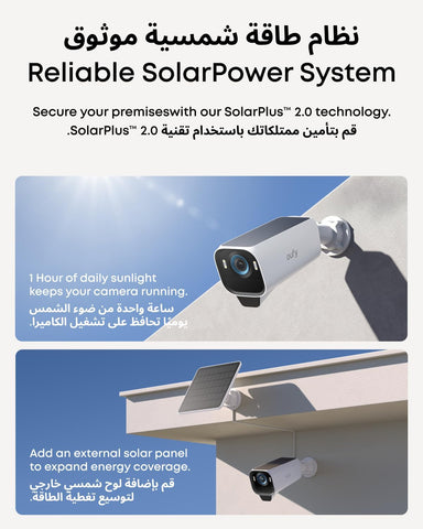 eufy Security eufyCam S3 Pro Add-on Solar Security Camera Outdoor Wireless, Colour Night Vision, 4K Resolution, Forever Power 2.0, Face Recognition AI, Expandable Local Storage, No Monthly Fee
