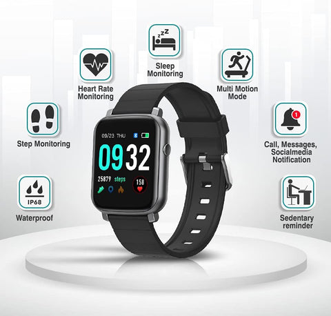 French Connection F1 Touch Screen Unisex Smartwatch with Heart Rate & Blood Pressure Monitoring, Black1, Strap