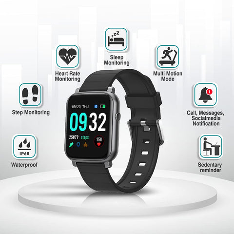 French Connection F1 Touch Screen Unisex Smartwatch with Heart Rate & Blood Pressure Monitoring, Black1, Strap