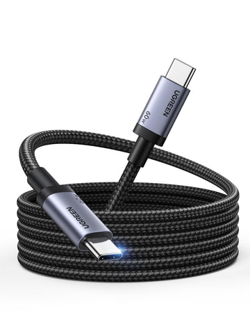UGREEN Type C Cable 1M, 60W Laptop Compatible USB C Fast Charging Cable | Laptop&Phones Fast Charging,240Mbps data sync,Durable nylon braided usb c cable,Certified safe battery protection