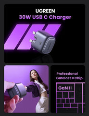 UGREEN 30W Charger with Cable for iPhone 16 Pro Cable Nexode GaN USB C Power Adapter Foldable Samsung Charger Type C Plug Set with 1M 60W USB Cable for iPhone 16 Pro Max/15, iPad, Galaxy S25, etc