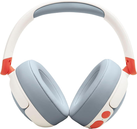 JBL Junior 470 NC Wireless Over-Ear Bluetooth Headphones with Active Noise Cancelling for Kids, Microphone, 50h Playback, JBL Safe Sound, Low Volume, Easy Operation and Stickers, White