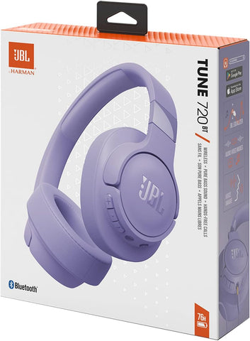 JBL Tune 720BT Wireless Over-Ear Headphones, Pure Bass Sound, Bluetooth 5.3, 76H Battery, Hands-Free Call, Multi-Point Connection, Foldable, Detachable Audio Cable - White, JBLT720BTWHT