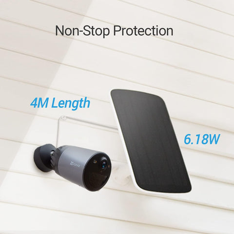 EZVIZ Solar Panel Power Supply for Wireless Outdoor Security Camera, Compatible with EZVIZ BC1C (eLife), BC1 Sets & C3A, IP65 Waterproof, 4 Meters Cable, Adjustable Mount, Continuous Power Supply