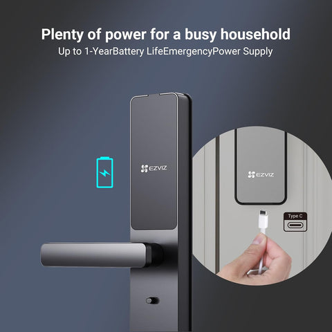 EZVIZ Smart Lock DL05, 7-in-1 Keyless Entry Door Lock, with Fingerprint Access – Secure Keyless Entry, Multiple Unlock Options, Instant Alerts, Weather-Resistant, Child Safety Privacy Control 5085