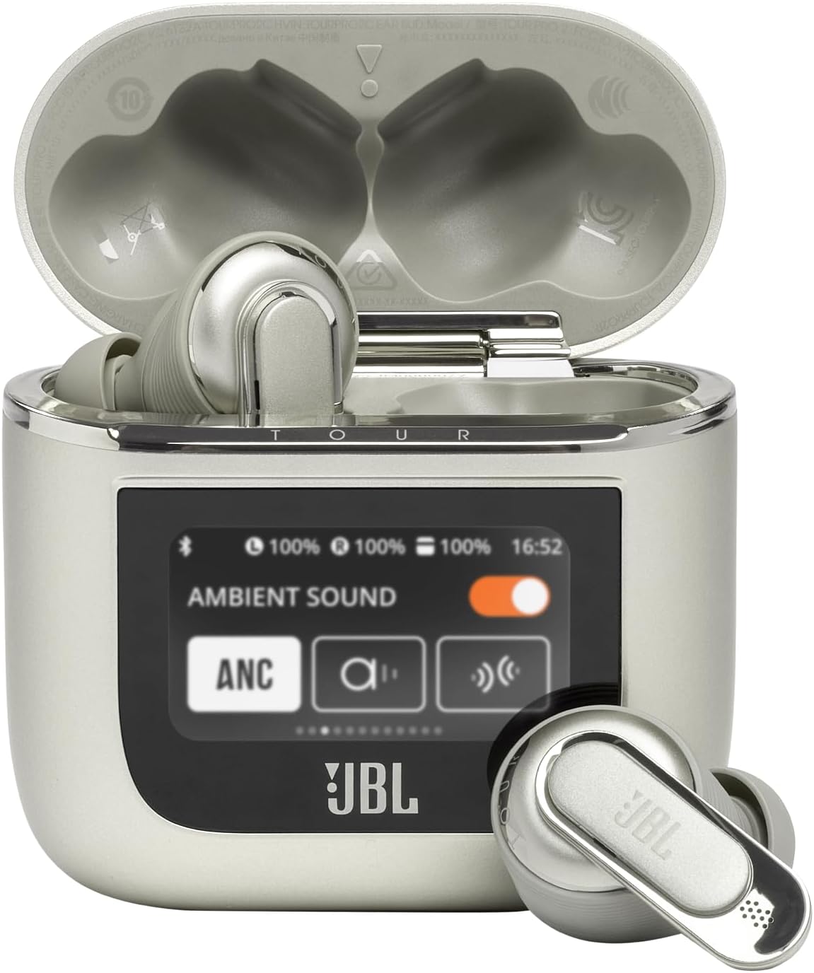 JBL Tour Pro 2 True Wireless Noise Cancelling Earbuds, Smart Case, Smart Ambient, 6-Mic Technology, Immersive Legendary Sound, Sound Amplification, Bluetooth 5.3, LE Audio - Champagne, JBLTOURPRO2CPG