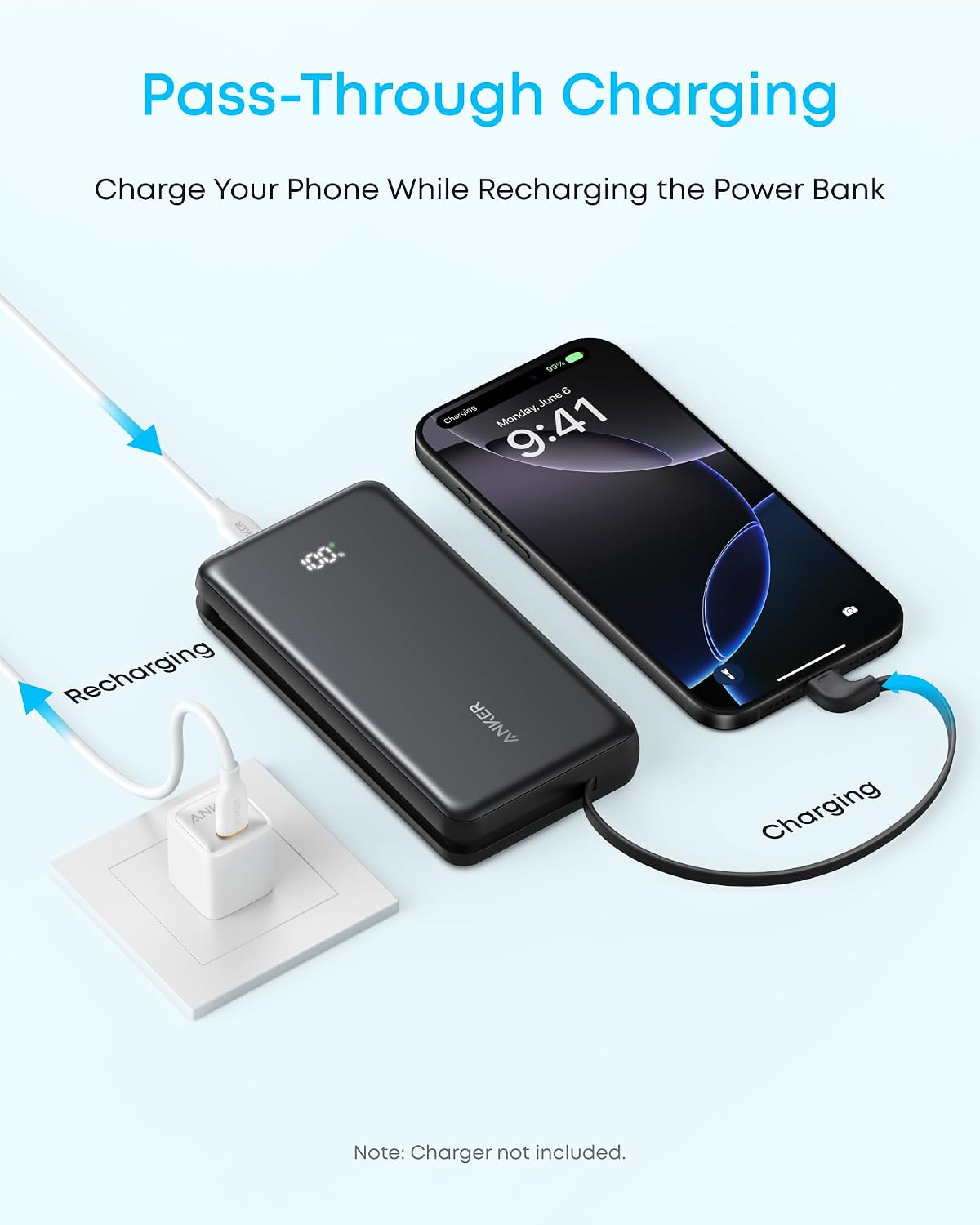 Anker Zolo Power Bank, 20k, 22.5W Max, USB-C In and Out Fast Charging Battery Pack, Slim Travel Essential Phone Power Bank, For iPhone 17/16/15Series, iPad, MacBook Air, Galaxy, and More