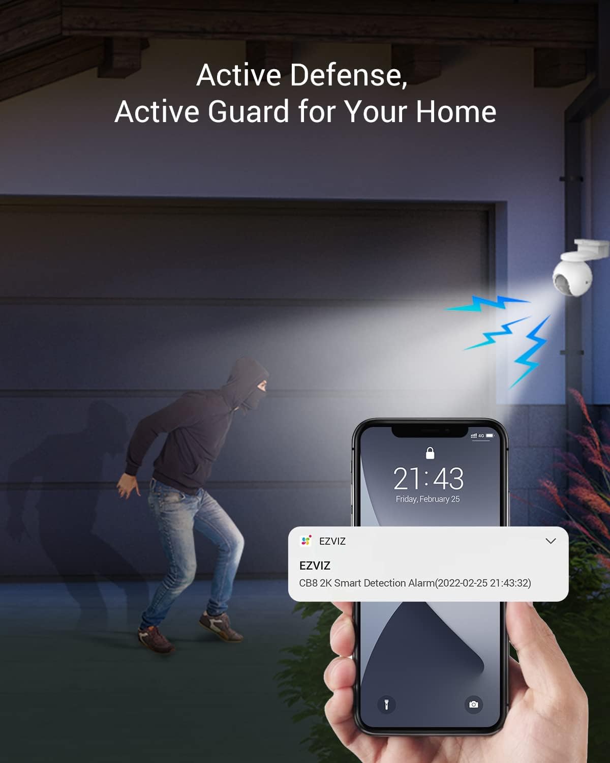 EZVIZ CB8 2K Battery Camera Wireless Outdoor, Solar Panel Compatible, Auto Tracking, Human Detection, 360° Pan Tilt, Color Night Vision, Two Way Audio, Alarm, Alexa Google Control, No Monthly Fee