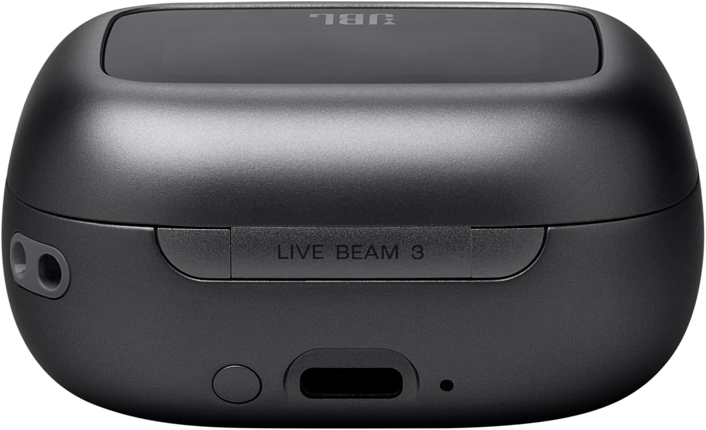 JBL Live Beam 3 True wireless noise-cancelling earbuds with stick-closed design and Smart Charging Case, JBLLIVEBEAM3BLK, Black