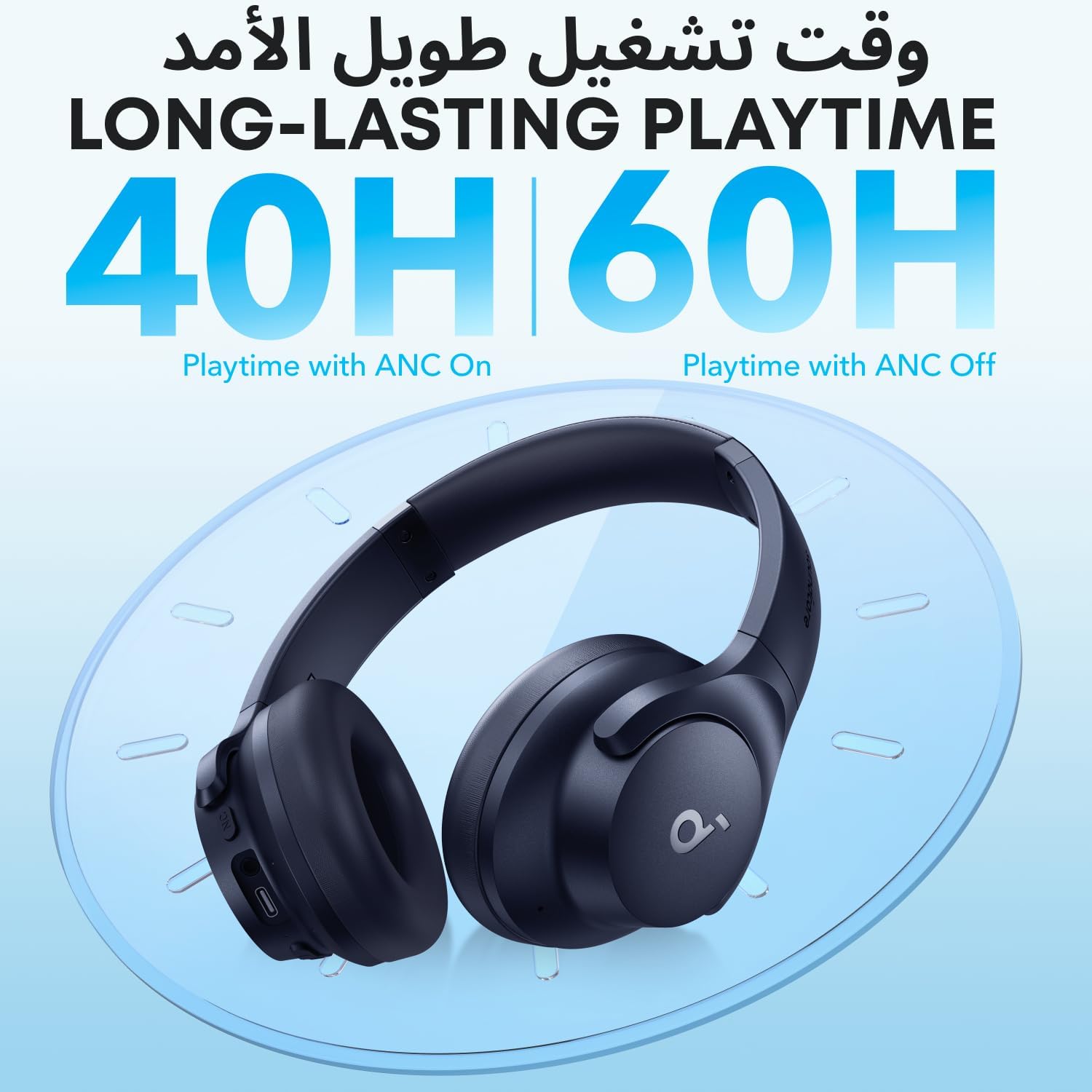 Soundcore by Anker Q20i Hybrid Active Noise Cancelling Headphones, Wireless Over-Ear Bluetooth, 45H Long ANC Playtime, Hi-Res Audio, Big Bass, Customize via an App, Transparency Mode