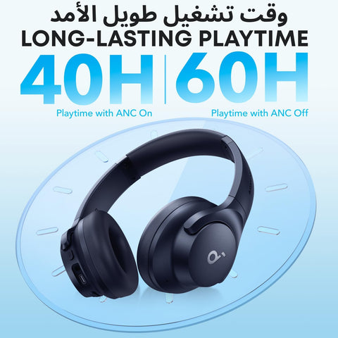 Soundcore by Anker Q20i Hybrid Active Noise Cancelling Headphones, Wireless Over-Ear Bluetooth, 45H Long ANC Playtime, Hi-Res Audio, Big Bass, Customize via an App, Transparency Mode