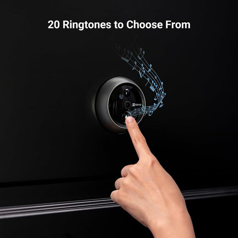 EZVIZ DP2C 1080p Video Door Viewer Peephole Camera with 4.3" Color Screen Display, Built in Chime, Rechargable Battery, APP Viewing, Two Way Audio, PIR Motion Detection, Metal Housing, Cloud/SD