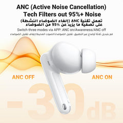 UGREEN HiTune T3 Pro Bluetooth 5.4 Earbuds, Active Noise Cancellation Earphones, 4 Mics ENC Clear Call Headsets, 30H Playtime USB C Fast Charging, IPX5 Waterproof, Customised APP 2 Devices Connection