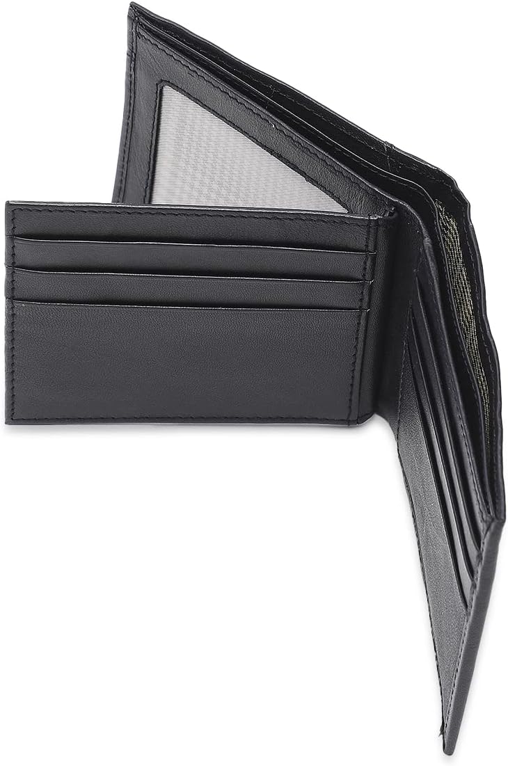 Bi-Fold Organised Wallet Flat Nappa Genuine and Smooth Leather Upper IM2021XDA0002-400-Navy Blue