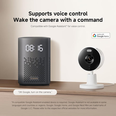 Xiaomi Smart Camera C100, 2K Indoor Security Camera, 360° View, Night Vision, Two-Way Audio, Motion Detection, Works with Alexa