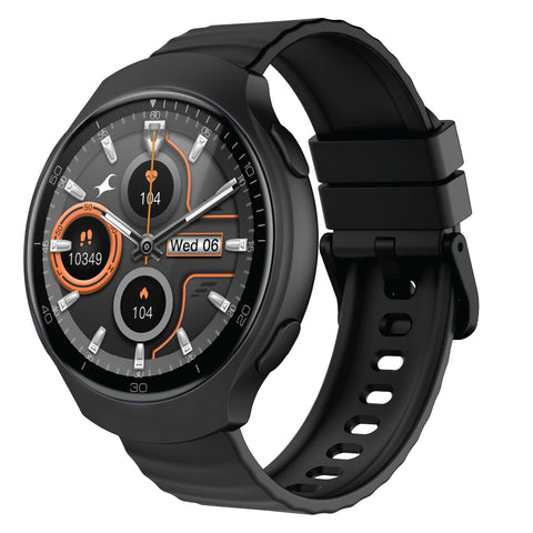Fastrack VOX Neo Smart Watch with 1.91” Curved TFT Display, Rotary Crown, Offline Voice Commands,To-Do list, BT Calling, 24/7 Health Suite, SpO2, HRM, Sleep Tracking, IP68 Water Resistant - Onyx Black