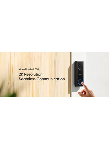 eufy eufy Security Video Doorbell Camera Wireless C30, Live Video Call, 2K FHD, Battery Powered, 16:9 Wide View, Easy Installation, Human and Motion Detection, HomeBase S380 Compatible, No Monthly Fee | Best Price UAE | Dubai, Abu Dhabi