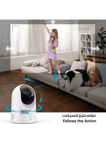 eufy Security 2K Indoor Cam Pan & Tilt, Home Security Indoor Camera, Human and Pet AI, Works with Voice Assistants, Motion Tracking, Night Vision, MicroSD Card Required, HomeBase Not RequiredBundle | Best Price UAE | Dubai, Abu Dhabi