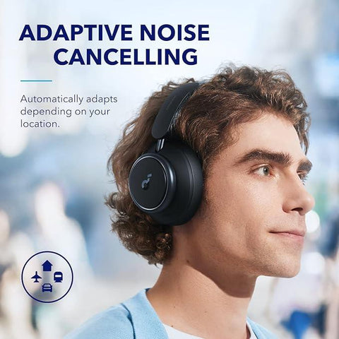 Soundcore by Anker Space Q45 Adaptive Noise Cancelling Headphones, Ultra Long 50H Playtime, App Control, Hi-Res Sound with Details, Bluetooth 5.3, Ideal for Traveling Black, A3040011, A3040, Medium