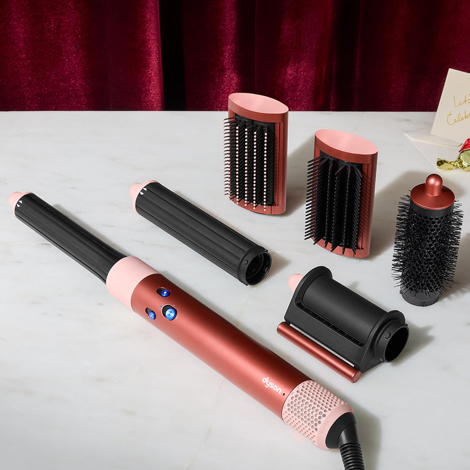 Dyson Special Edition Airwrap Complete Long Multi-Styler in Strawberry Bronze and Blush Pink with Detangling Comb - International Version
