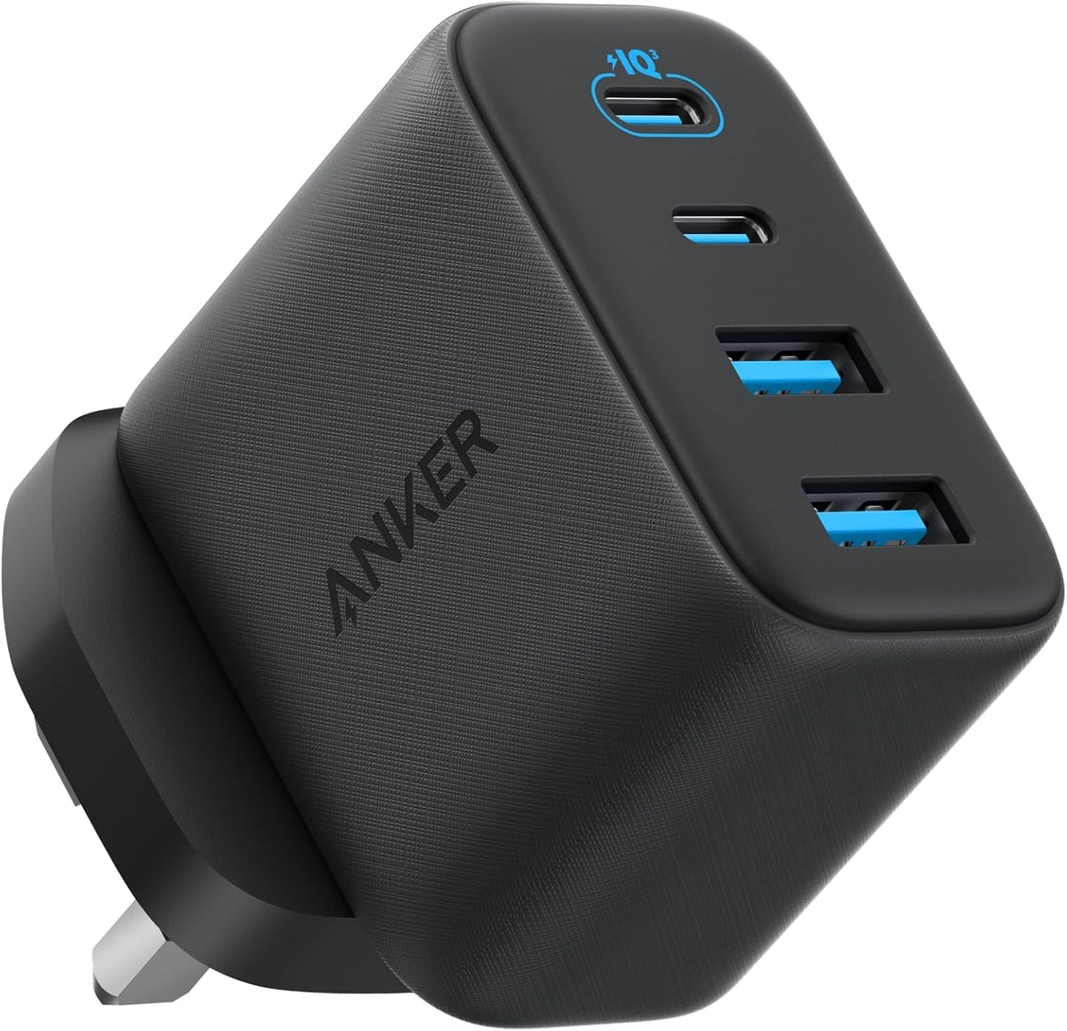 Anker Zolo USB C Charger Block, 4-Port Wall Adapter with 50W Max Output, 2 USB-C and 2 USB-A, Compact and Stable, For iPhone 17/16 Series, MacBook, iPad, Galaxy, and More (Black, Cable Not Included)